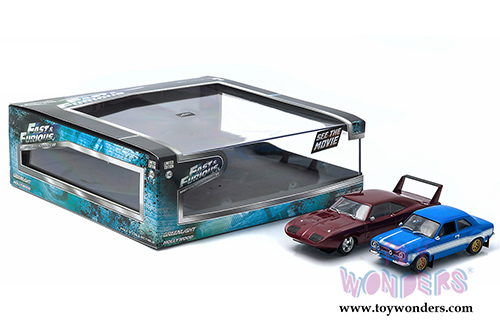 Greenlight Fast & Furious - Dodge Charger Daytona and Ford Escort RS 2000 Hardtop (1969, 1974, 1/43 scale diecast model car, Red, Blue) 86251