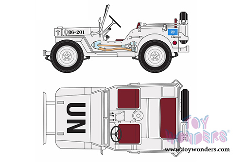 Greenlight - Jeep Willy UN (1/43 scale diecast model car, White) 86308