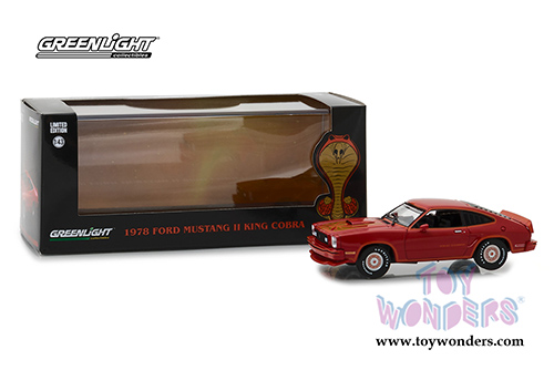 Greenlight - Ford Mustang II King Cobra Hardtop (1978, 1/43 scale diecast model car, Red w/ Gold Stripes) 86321