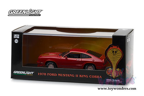 Greenlight - Ford Mustang II King Cobra Hardtop (1978, 1/43 scale diecast model car, Red w/ Gold Stripes) 86321