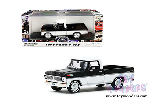 Greenlight - Ford F-100 Ranger XLT Pickup Truck (1970, 1/43 scale diecast model car, Black/White) 86338