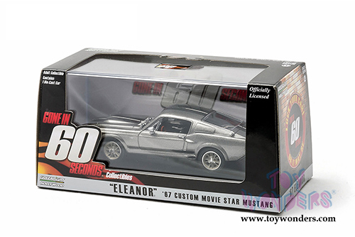 Greenlight - Eleanor from "Gone in 60 Seconds" - Ford Mustang Hard Top (1967, 1/43 scale diecast model car, Gray w/ Black Stripes) 86411