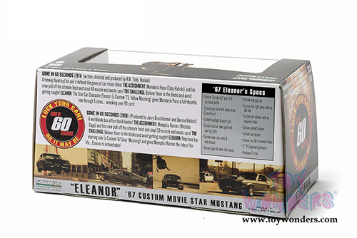 Greenlight - Eleanor from "Gone in 60 Seconds" - Ford Mustang Hard Top (1967, 1/43 scale diecast model car, Gray w/ Black Stripes) 86411