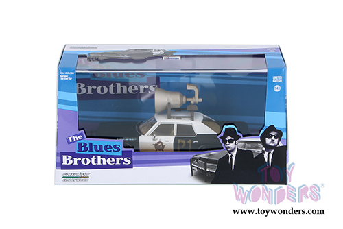 Greenlight Hollywood - Dodge Monaco Chicago Police Department The Blues Brothers" Movie  with Speaker on Roof (1974, 1/43 scale diecast model car, White/Black) 86423