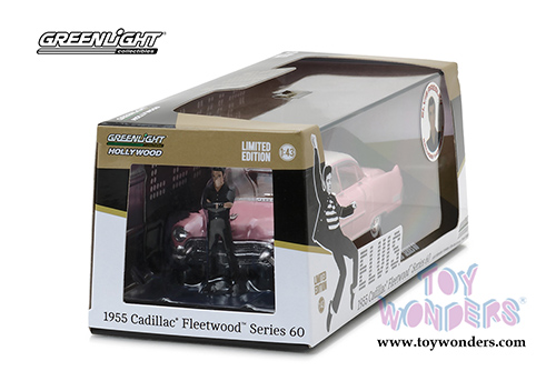 Greenlight Hollywood - Elvis Presley Cadillac Fleetwood Series 60 Hardtop with Elvis Presley Figure (1955, 1/43 scale diecast model car, Pink) 86436
