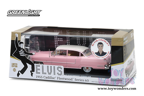 Greenlight Hollywood - Elvis Presley Cadillac Fleetwood Series 60 Hardtop with Elvis Presley Figure (1955, 1/43 scale diecast model car, Pink) 86436