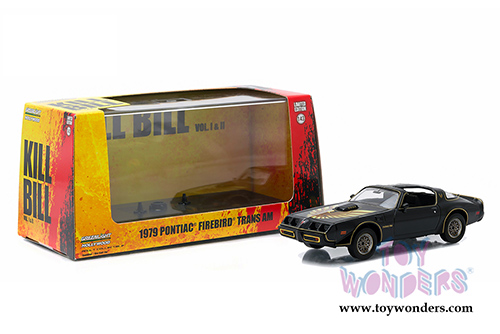 Greenlight Hollywood - Elle's Pontiac&reg; Firebird&reg; Trans Am - Kil Bill Vol. I & II T-Top (1979, 1/43 scale diecast model car, Black w/Gold) 86452