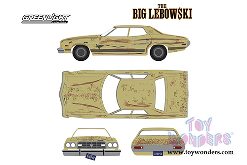 Greenlight Hollywood - The Big Lebowski | The Dude's 1973 Ford Gran Torino Hardtop (1973, 1/43 scale diecast model car, Dirty Yellow) 86495
