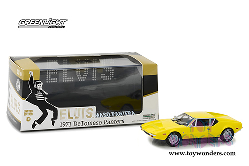 Greenlight Hollywood - Elvis Presley De Tomaso Pantera Hardtop (1971, 1/43 scale diecast model car, Yellow) 86502