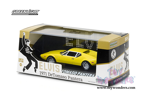Greenlight Hollywood - Elvis Presley De Tomaso Pantera Hardtop (1971, 1/43 scale diecast model car, Yellow) 86502