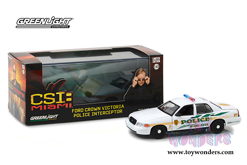 Greenlight Hollywood - CSI: Miami - Ford Crown Victoria Police Interceptor Miami-Dade Police (2003, 1/43 scale diecast model car, White) 86508