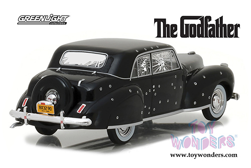 Greenlight Hollywood - The Godfather Lincoln Continental with Bullet Hole Damage Hardtop (1941, 1/43 scale diecast model car, Black) 86511