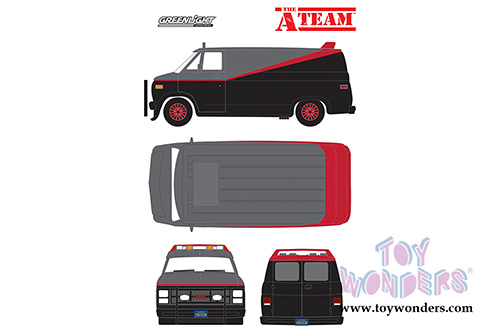 Greenlight - Hollywood The A-Team&trade; (TV Series, 1983-87) GMC&reg; Vandura (1983, 1/43 scale diecast model car, Black/Gray) 86515