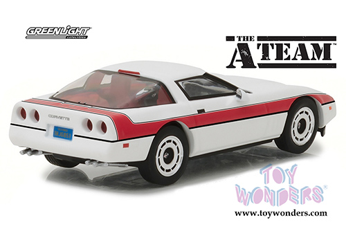 Greenlight Hollywood - The A-Team™ Chevrolet Corvette C4 Hardtop (1984, 1/43 scale diecast model car, White/Red stripes) 86517
