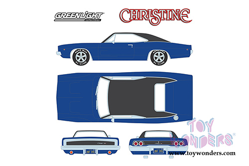 Greenlight - Hollywood Christine (1983) Movie Dennis Guilder's Dodge Charger Hardtop (1968, 1/43 scale diecast model car, Blue/Black) 86531
