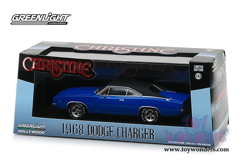 Greenlight - Hollywood Christine (1983) Movie Dennis Guilder's Dodge Charger Hardtop (1968, 1/43 scale diecast model car, Blue/Black) 86531