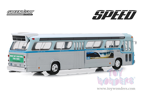 Greenlight Hollywood - 1960s General Motors TDH #2525 Los Angeles, California Downtown Bus - Speed (1994 movie) (1985, 1/43 scale diecast model car, Light Blue/Light Gray) 86544