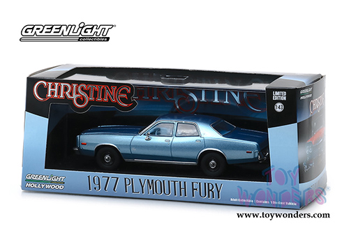 Greenlight Hollywood - Christine Detective Rudolph Junkins' Plymouth Fury Hardtop (1977, 1/43 scale diecast model car, Light Blue) 86559