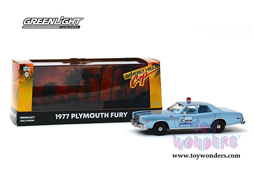 Greenlight Hollywood - Beverly Hills Cop Plymouth Fury Detroit Police (1977, 1/43 scale diecast model car, Blue) 86565