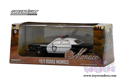 Greenlight - Dodge Monaco Police Department City of Roseville (1977, 1/43 scale diecast model car, Black/White) 86588