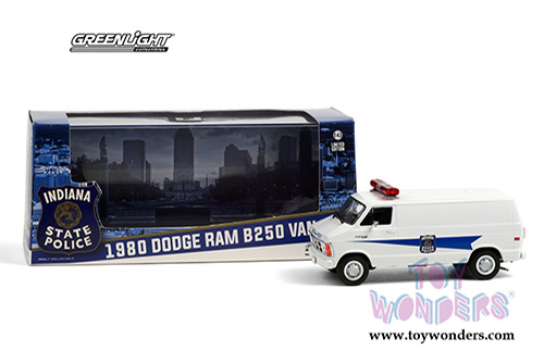 Greenlight - Dodge Ram B250 Van Indiana State Police (1980, 1/43 scale diecast model car, Blue/White) 86599