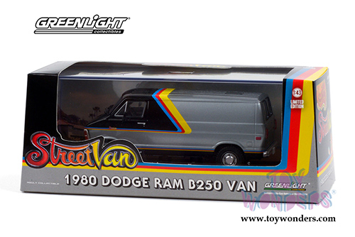 Greenlight - Dodge Ram Custom B250 Van (1980, 1/43 scale diecast model car, Silver/Black) 86600