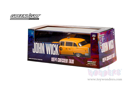 Greenlight Hollywood - John Wick Chapter 3 - Parabellum (2019) Movie - Checker Motors Marathon A11 N.Y.C. Taxi #5L89 (1974, 1/43 scale diecast model car, Yellow) 86607