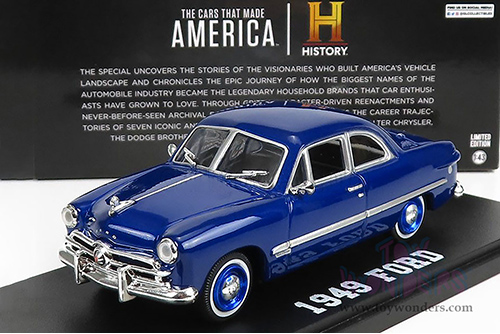  Greenlight - The Cars That Made America (2017-Present TV Series) - Ford Coupe (1949, 1/43 scale diecast model car, Bayview Blue Metallic) 86630