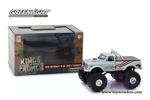 Greenlight - Kings of Crunch Series 1 | Chevrolet&reg; K-10 USA-1 (Legacy) Monster Truck (with 66-inch Tires) (1970, 1/43 scale diecast model car, White) 88012