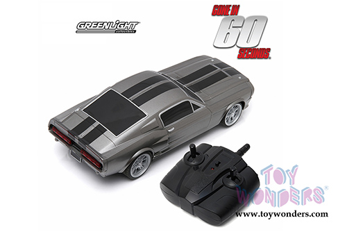 Greenlight - Eleanor from "Gone in 60 Seconds" - Ford Mustang Radio Control Car (1967, 1/18 scale durable plastic model car, Gray w/ Black Stripes) 91001