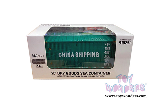 Diecast Masters - 20' Dry Goods Sea Shipping Container "China Shipping" - Transport Series (1/50 Plastic scale model car, Green) 91025C MAP: $19.99