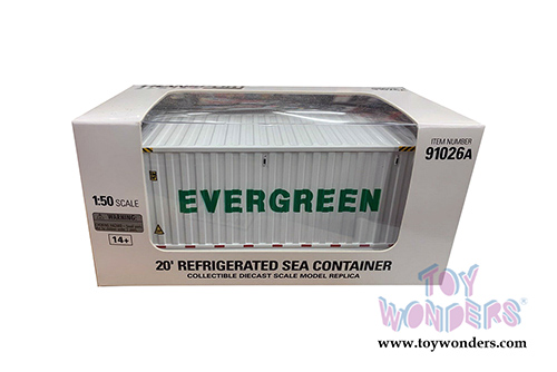 Diecast Masters - 20' Refrigerated Sea Shipping Container "Evergreen" - Transport Series (1/50 Plastic scale model car, White) 91026A MAP: $19.99