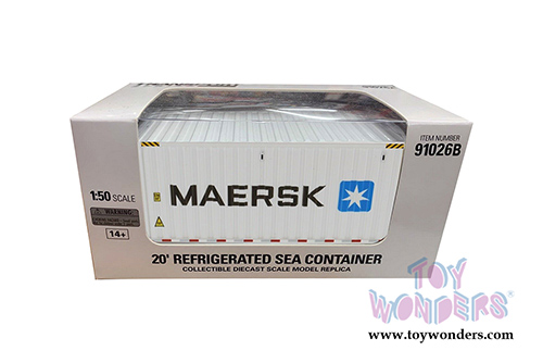Diecast Masters - 20' Refrigerated Sea Shipping Container "MAERSK" - Transport Series (1/50 Plastic scale model car, White) 91026B