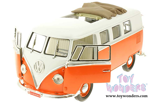 Yatming - Volkswagen Microbus w/ Fabric Sliding Sunroof (1962, 1/18 scale diecast model car, Orange) 92327OR