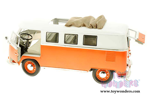 Yatming - Volkswagen Microbus w/ Fabric Sliding Sunroof (1962, 1/18 scale diecast model car, Orange) 92327OR