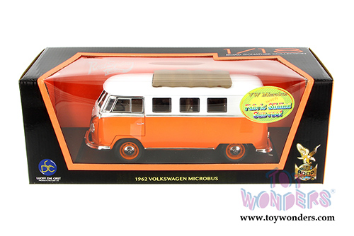Yatming - Volkswagen Microbus w/ Fabric Sliding Sunroof (1962, 1/18 scale diecast model car, Orange) 92327OR