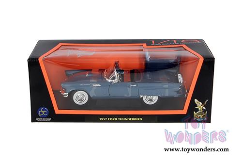 Lucky Road Signature - Ford Thunderbird Convertible w/ Removable Bonnet (1957, 1/18 scale diecast model car, Blue) 92358BU/12