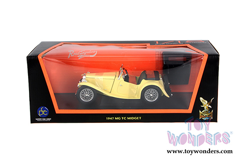 Lucky Road Signature - MG TC Midget Convertible w/ Removable Bonnet (1947, 1/18 scale diecast model car, Yellow) 92468YL