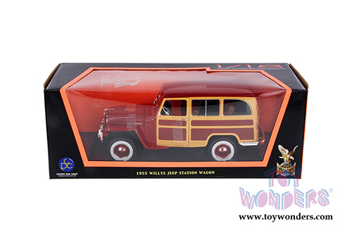 Lucky Road Signature - Willys Jeep Station Wagon (1955, 1/18 scale diecast model car, Burgundy) 92858BG
