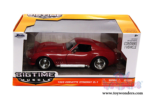Jada Toys Bigtime Muscle - Chevy Corvette Stingray ZL-1 Hard Top (1969, 1/24 scale diecast model car, Red) 96891KE