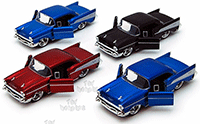 Show product details for Kinsmart - Chevrolet Bel Air Police & Fire Chief (1957, 1/40 scale diecast model car, Black/ Red) 5323/5D
