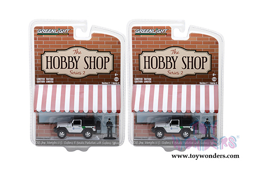 Greenlight - The Hobby Shop Series 2 | Jeep Wrangler US Customs and Border Protection with Officer Figure (2016, 1/64 scale diecast model car, White) 97020E/48