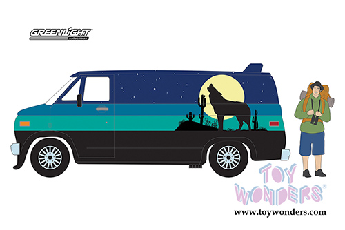 Greenlight - The Hobby Shop Series 3 | GMC&reg; Vandura Custom with Backpacker (1981, 1/64 scale diecast model car, Blue) 97030C/48