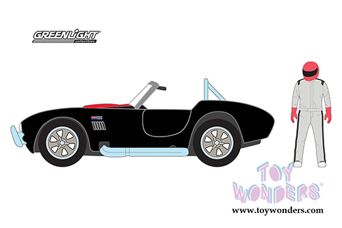 Greenlight - The Hobby Shop Series 4 | Shelby Cobra 427 S/C with Race Car Driver (1965, 1/64 scale diecast model car, Black) 97040A/48