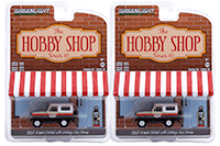 Show product details for Greenlight - The Hobby Shop Series 10 | Nissan Patrol with Vintage Gas Pump Texaco (1967, 1/64 scale diecast model car, Cream/Black/White) 97100A/48