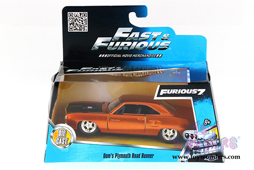 Jada Toys Fast & Furious - Dom's Plymouth Road Runner Hard Top (1970, 1/32 scale diecast model car, Copper) 97128