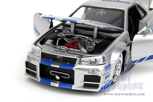 Jada Toys Fast & Furious - Brian's Nissan Skyline GT-R Hard Top (1/24 scale diecast model car, Candy Silver) 97158/4