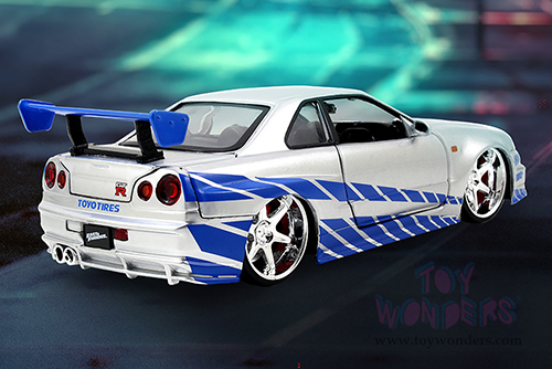 Jada Toys Fast & Furious - Brian's Nissan Skyline GT-R Hard Top (1/24 scale diecast model car, Candy Silver) 97158/4