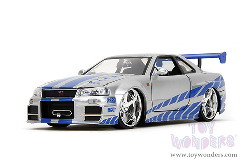 Jada Toys Fast & Furious - Brian's Nissan Skyline GT-R Hard Top (1/24 scale diecast model car, Candy Silver) 97158/4