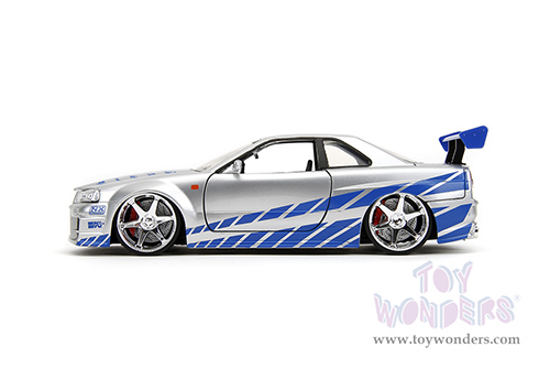 Jada Toys Fast & Furious - Brian's Nissan Skyline GT-R Hard Top (1/24 scale diecast model car, Candy Silver) 97158/4